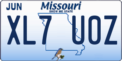 MO license plate XL7U0Z
