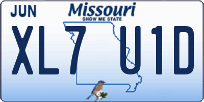 MO license plate XL7U1D