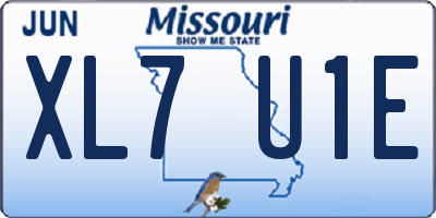 MO license plate XL7U1E