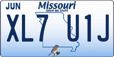 MO license plate XL7U1J