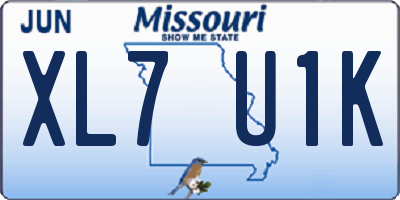 MO license plate XL7U1K