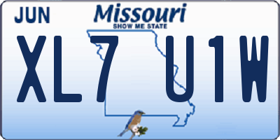 MO license plate XL7U1W