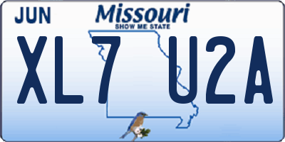 MO license plate XL7U2A
