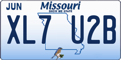 MO license plate XL7U2B
