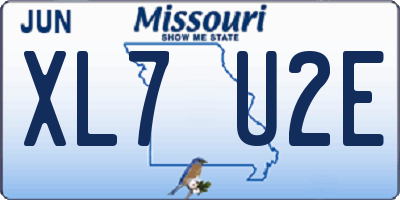 MO license plate XL7U2E
