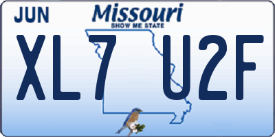 MO license plate XL7U2F
