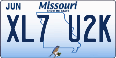 MO license plate XL7U2K