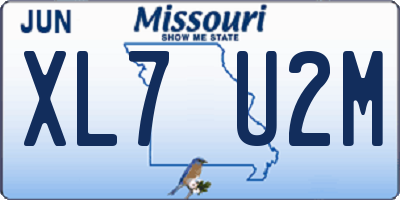 MO license plate XL7U2M