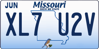 MO license plate XL7U2V