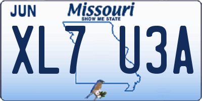 MO license plate XL7U3A