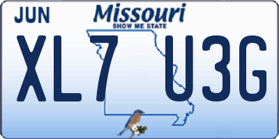 MO license plate XL7U3G