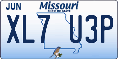 MO license plate XL7U3P