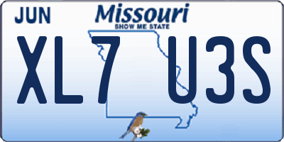 MO license plate XL7U3S