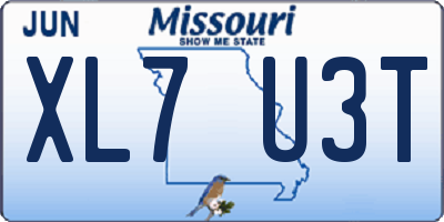 MO license plate XL7U3T