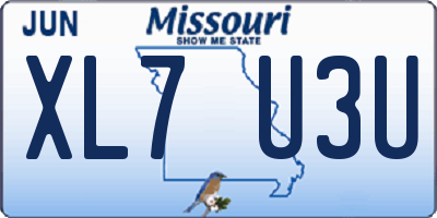 MO license plate XL7U3U