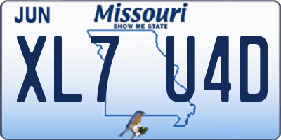 MO license plate XL7U4D