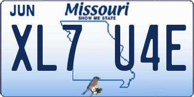 MO license plate XL7U4E