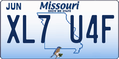 MO license plate XL7U4F