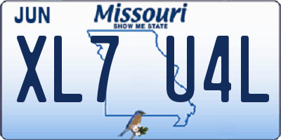 MO license plate XL7U4L