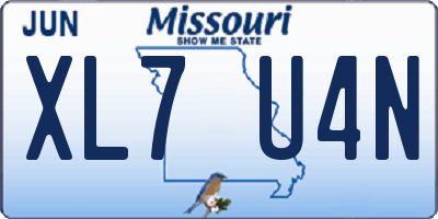 MO license plate XL7U4N