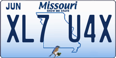 MO license plate XL7U4X