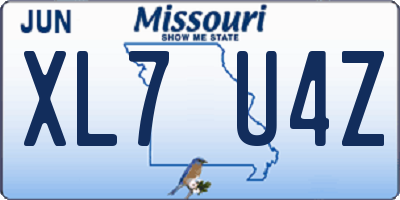 MO license plate XL7U4Z