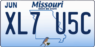 MO license plate XL7U5C