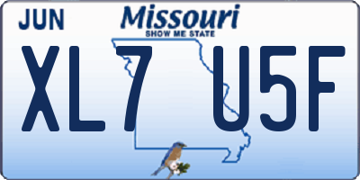 MO license plate XL7U5F