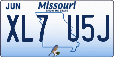MO license plate XL7U5J