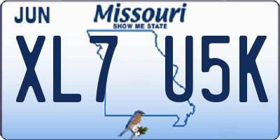 MO license plate XL7U5K