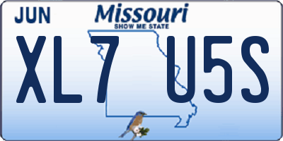 MO license plate XL7U5S
