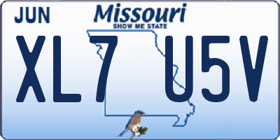 MO license plate XL7U5V
