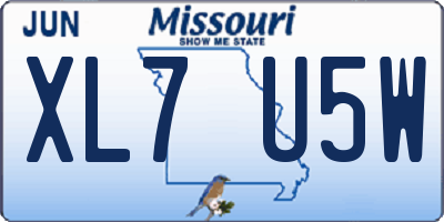 MO license plate XL7U5W