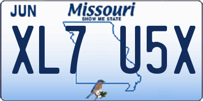 MO license plate XL7U5X