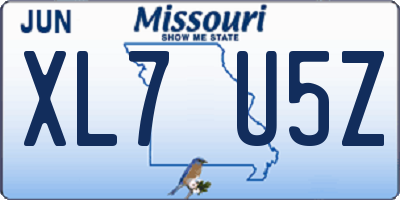 MO license plate XL7U5Z