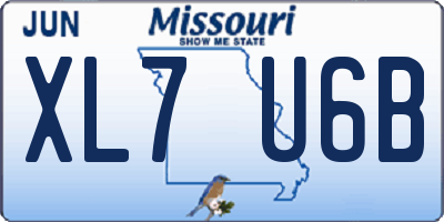 MO license plate XL7U6B