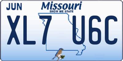 MO license plate XL7U6C