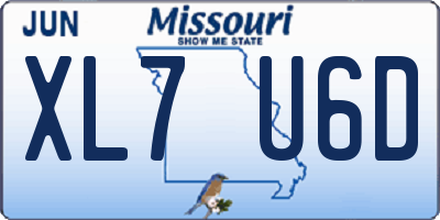 MO license plate XL7U6D