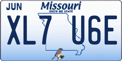 MO license plate XL7U6E