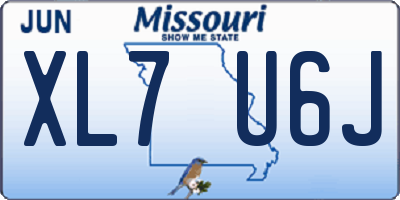MO license plate XL7U6J
