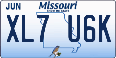 MO license plate XL7U6K