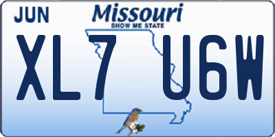 MO license plate XL7U6W