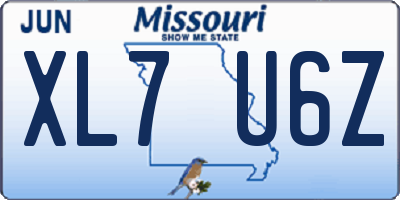MO license plate XL7U6Z