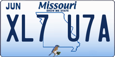 MO license plate XL7U7A