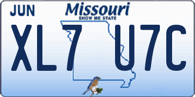 MO license plate XL7U7C
