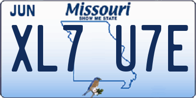 MO license plate XL7U7E