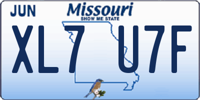 MO license plate XL7U7F