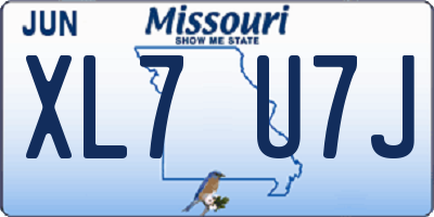 MO license plate XL7U7J