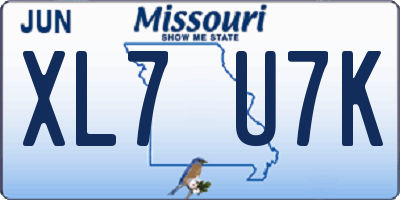 MO license plate XL7U7K