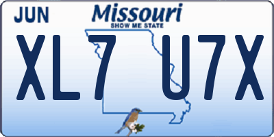 MO license plate XL7U7X